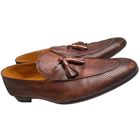 Magnanni Perforated Tassel Loafers Mens Sz 12 Brown Leather Spain SlipOn Preppy - Picture 4 of 16
